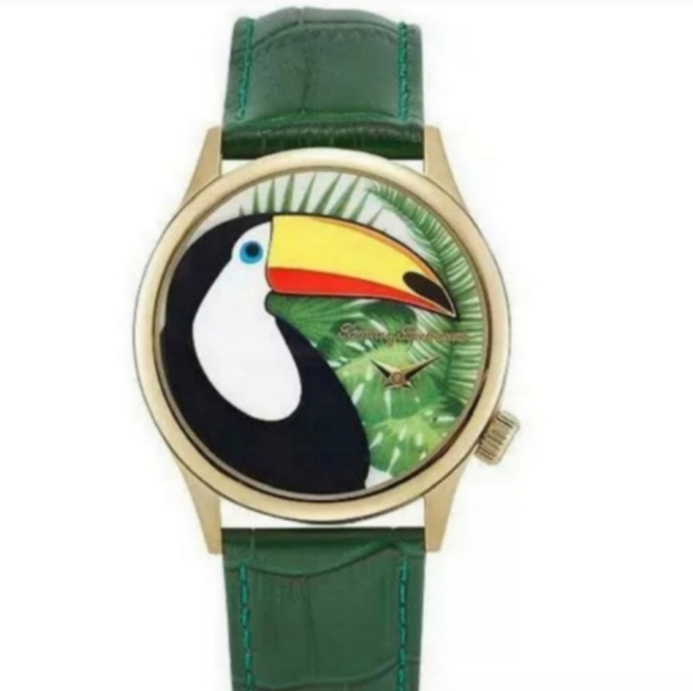 Tommy Bahama Bird Leather Watch Toucan in Paradise Green Leaves